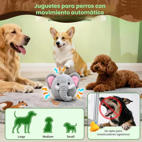 Vista 5 de Juguetes interactivos mejorados para perros, juguete para perros que se mueve automáticamente con bola que rebota chirriante y modo de grabación