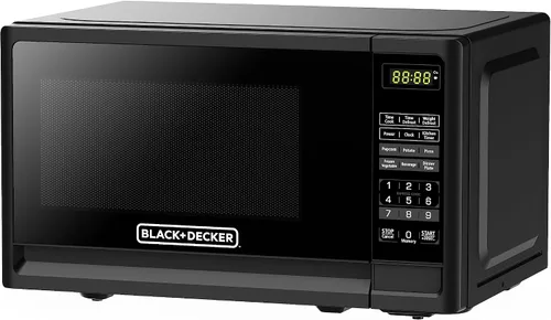 Vista 3 de BLACK+DECKER Horno de microondas compacto de encimera de 700 vatios de 0.7 pies cúbicos con iluminación LED, bloqueo para niños Negro