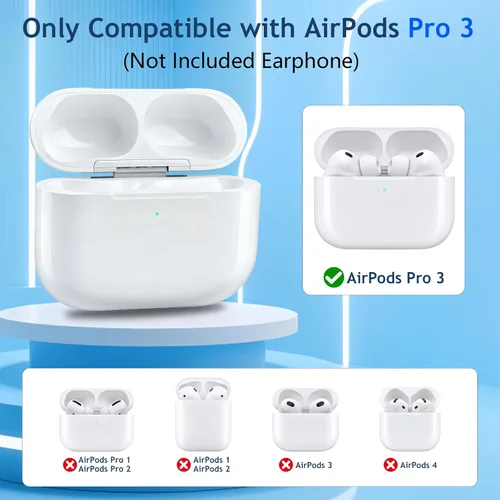 Vista 2 de Funda de carga inalámbrica para AirPods Pro 3, estuche cargador de repuesto con puerto de carga USB C
