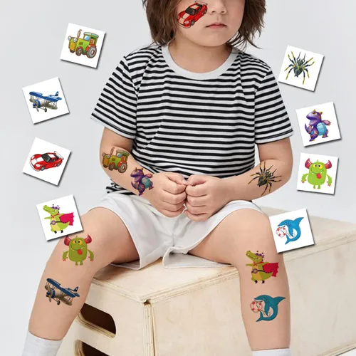 Vista 5 de CHARLENT 408 tatuajes temporales envueltos individualmente para niños, tatuajes mixtos para niños, regalos de fiesta de cumpleaños, rellenos