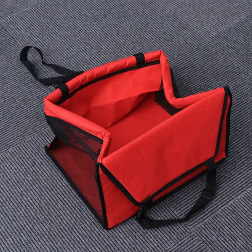 Vista 9 de Perro portátil con cinturón ajustable, bolsa de viaje colgante roja para perros seguros