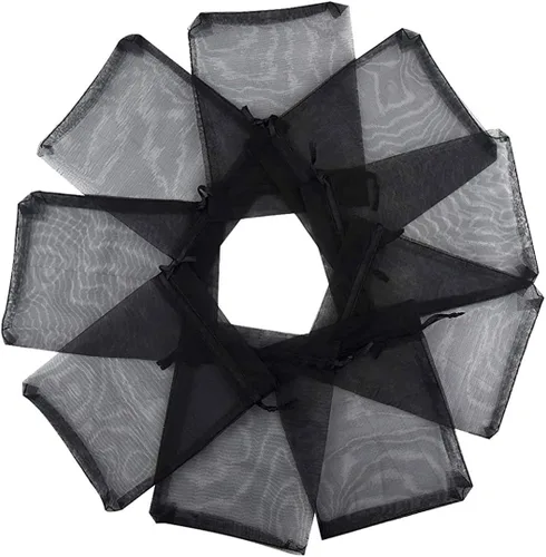 Vista 5 de Paquetes de 50 bolsas de regalo de organza de 4 x 6 pulgadas con cordón negro transparente, decoraciones de embalaje de tela transparente
