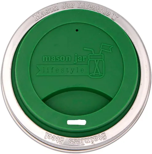 Vista 17 de Tapa de silicona para beber con banda de acero inoxidable para tarros Mason (Americana multicolor, boca regular)