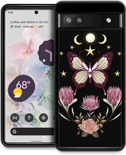 Vista 10 de CARLOCA Funda compatible con Google Pixel 6A, patrón de hierba de flores azules, ultra protección, a prueba de golpes, silicona suave, TPU