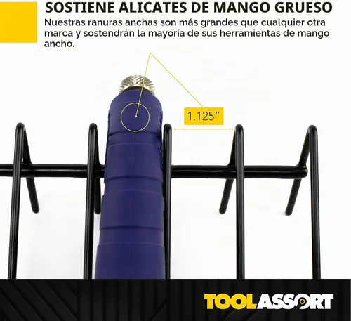 Vista 7 de Estante organizador de alicates para almacenamiento de cajas de herramientas, sostiene alicates de mango regular y ancho, se adapta a cajas