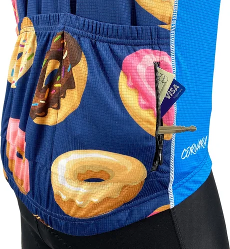 Vista 4 de PEAK 1 SPORTS Donut - Camiseta de ciclismo para hombre, de manga corta, para ciclismo y conducción en carretera