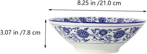 Vista 3 de Tazón de ramen azul y blanco Tazón de ramen japonés Tazones de arroz Tazones de cocina asiáticos japoneses Tazones de fideos de porcelana Tazones