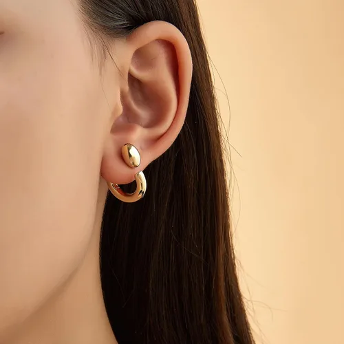 Vista 2 de Aretes de aro para mujer, chapados en oro de 18 quilates, joyería de regalo