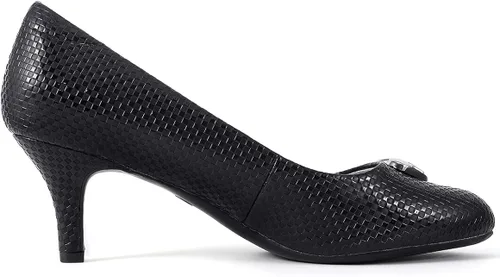 Vista 3 de SPR&JOY Zapatos de tacón bajo para mujer, zapatos de vestir con punta redonda cerrada, para el trabajo, oficina, boda, fiesta, graduación, 2 pulgadas