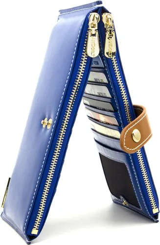Vista 9 de ANDOILT - Cartera de cuero genuino para mujer con bloqueo RFID para tarjeta de crédito con cremallera