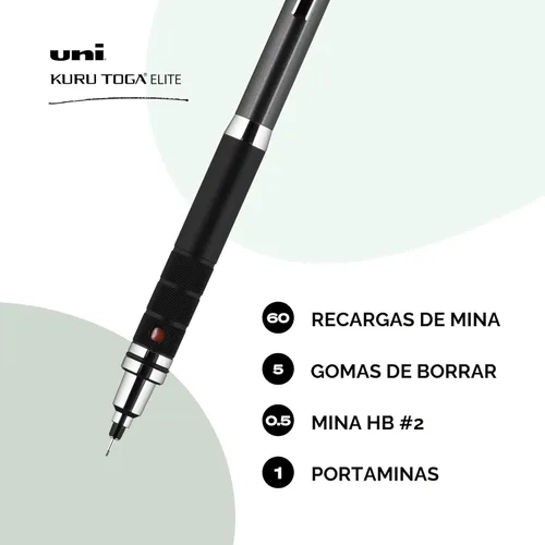 Vista 2 de uni ball Kuru Toga Elite - Kit de iniciación de portaminas de 0.019 pulgadas, HB #2, barril de metal de pistola, 1 paquete