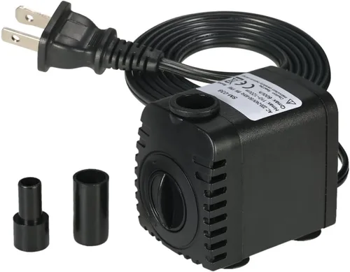 Vista 7 de Decdeal Bomba de agua, AC110V 8W Bomba de agua sumergible para acuario, fuentes de mesa, estanque, jardines de agua y sistemas hidropónicos con 2