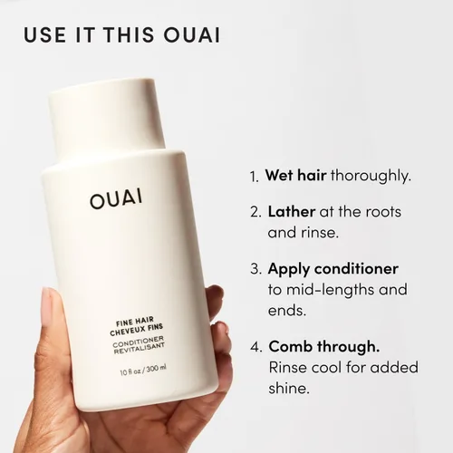 Vista 7 de OUAI Set de Champú y Acondicionador para Cabello Fino - Champú y Acondicionador Sin Sulfatos para Mujeres y Hombres - Fabricado con Queratina, Raíz