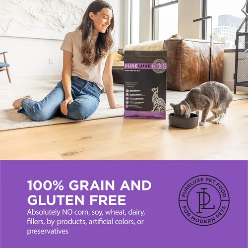 Vista 4 de PURELUXE Alimento para gatos sin granos y gluten, nutrición Elite para gatos adultos, pavo, para todas las etapas de la vida y razas, fabricado