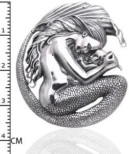 Vista 3 de Motherhood - Colgante de plata de ley para mamá sirena y bebé, Metal
