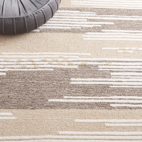 Vista 8 de Martha Stewart x Safavieh Colección de alfombras de área, alfombra de 8 pies, natural y marrón, lana hecha a mano, ideal para sala de estar