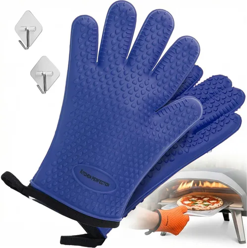 Vista 14 de KITCHEN PERFECTION Guantes de silicona para horno de pizza, guantes extremadamente resistentes al calor para hornos de pizza al aire libre e