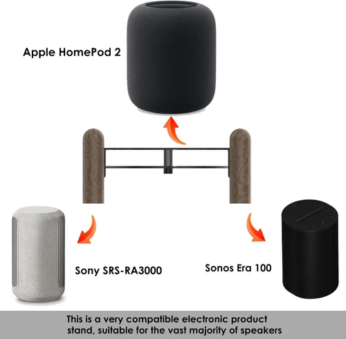 Vista 2 de Soporte de madera de escritorio para altavoz inteligente Echo Studio y otros altavoces adecuados