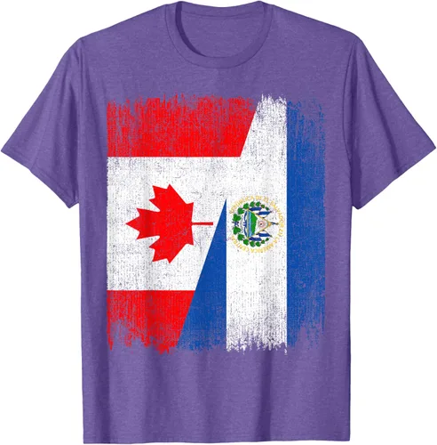 Vista 10 de Camiseta Half Canada El Salvador Flag Canadian Salvadoran Pride Roots