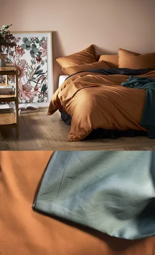 Vista 5 de Juego de ropa de cama de lujo de algodón egipcio, de color liso, de satén de alta densidad de hilos largos, sedoso, suave, transpirable, de primera
