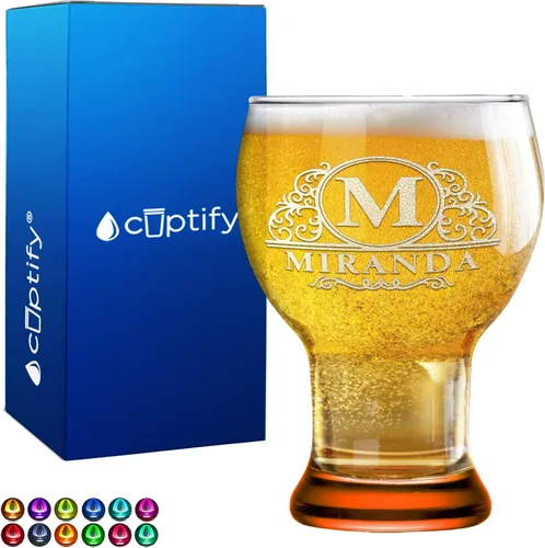 Vista 37 de Vaso de cerveza personalizado con nombre de círculo elaborado de 16 onzas, parte inferior negra, grabado maestro selecto, con texto personalizado