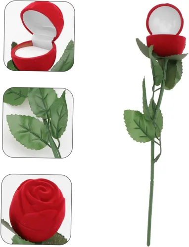 Vista 7 de NOLITOY 1 Jewelry Gift Box Wedding Red Rose Flower Bridal Shower Decorations Engagement Ring Case Wedding Ring Case Wedding Ring Bearer Wedding Ring