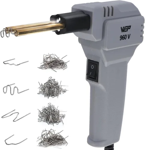 Vista 10 de Kit de soldador de plástico WEP 960-V 110V con luces LED con 200 grapas calientes y alicates para soldadura de plástico de parachoques de coche Azul