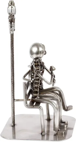 Vista 2 de NOVICA Escultura hecha a mano de piezas de automóvil recicladas, hecha a mano, romántico, metal mexicano, rústico