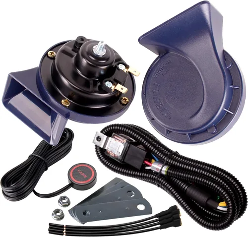 Vista 12 de FARBIN Bocina de coche impermeable de 12 V para coche, kit de bocina de caracol eléctrico de doble tono, universal para cualquier vehículo de 12 V