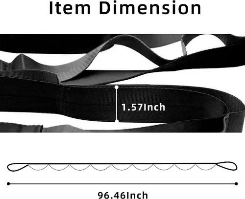 Vista 3 de SANKUU - Correas de yoga para estiramiento con 12 bucles, póster de entrenamiento, correas para estiramiento, equipo de terapia física, bandas