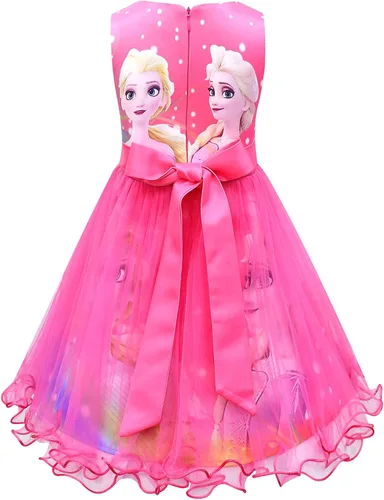 Vista 2 de CHXWTEAM - Disfraz de princesa de nieve para niñas pequeñas, disfraz de reina con horquilla