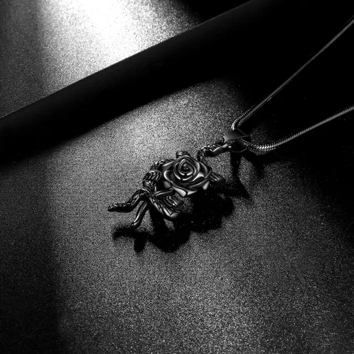 Vista 7 de Collar con colgante de corazón de rosa de serpiente, joyería gótica de acero inoxidable para mujer, serpiente animal, cobra, uroboros