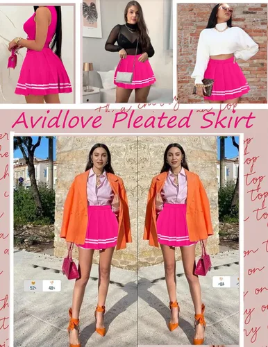 Vista 4 de Avidlove Falda plisada para mujer, uniforme escolar, minifalda plisada para animar