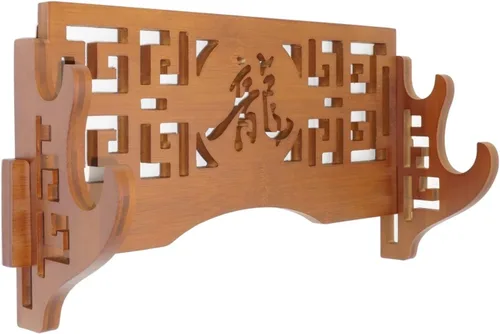 Vista 10 de Soporte de Katana con Montura de Pared - Soporte de Katana Acolchado de Terciopelo con Ícono de Dragón de 1 Nivel, Expositor de Espada Samurai