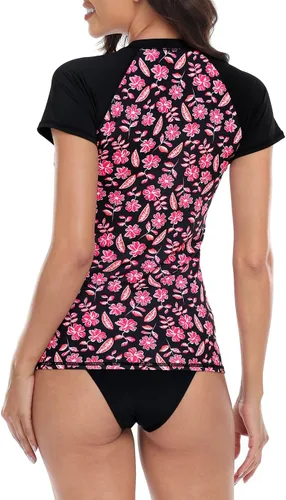 Vista 6 de LRD Camisetas de manga corta para mujer, con protección UPF 50, de secado rápido, camiseta de natación activa