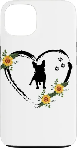 Vista 7 de iPhone 16 French Bulldog With Paw Prints And Sunflower Heart On White Case