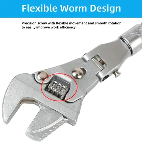 Vista 15 de Llave ajustable Flexhead, llaves de media luna de trinquete de 10 a 12 pulgadas con vástago de extensión retráctil y llave ajustable de cabeza