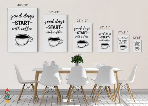 Vista 5 de Coffee Decor V42 - Lienzo decorativo para pared, diseño de cafeína