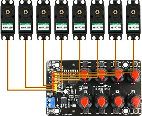 Vista 6 de Yahboom Controlador de servomotores RC de 8 canales, herramienta de centrado de controlador con protección contra sobrecorriente, 2 modos de control