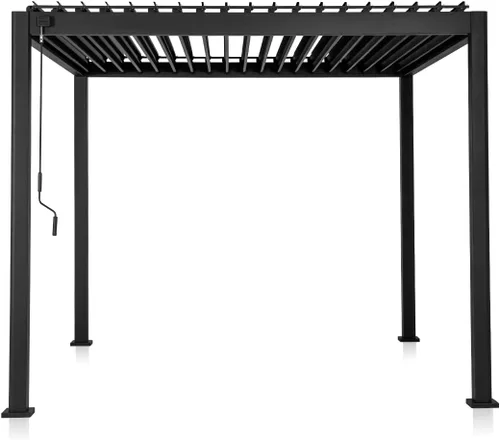 Vista 7 de Mirador 111S - Pérgola con listones redondeada de 10 pies x 10 pies, estructura completa de aluminio, techo ajustable, para exterior, duradera