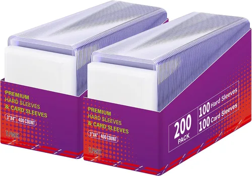 Vista 7 de Paquete de 200 fundas para tarjetas, fundas protectoras coleccionables de béisbol de 3 x 4 pulgadas, soporte para tarjetas de plástico duro