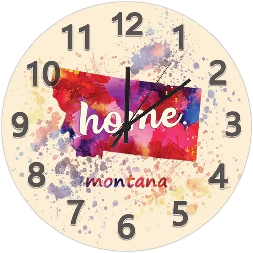 Vista 120 de UFunhome Reloj de pared con mapa del estado de Nevada, acuarela, Estados Unidos, reloj redondo de madera, funciona con pilas, silencioso, sin