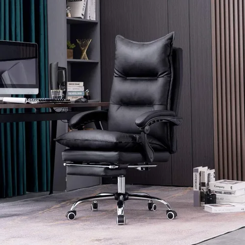 Vista 2 de YOLENY Silla de oficina grande y alta, silla de oficina giratoria ergonómica reclinable de altura ajustable con respaldo alto, silla de oficina