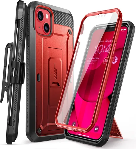 Vista 9 de SUPCASE Funda para iPhone 14 con soporte y clip para cinturón (Unicorn Beetle Pro), [protector de pantalla integrado]