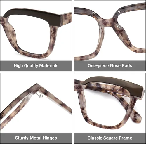 Vista 3 de Zeelool Gafas cuadradas de gran tamaño con montura completa de acetato para mujeres y hombres Milledge ZWA814760