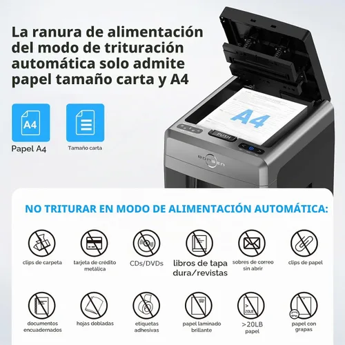 Vista 8 de BONSEN Trituradora de papel resistente de micro corte de alimentación Negro
