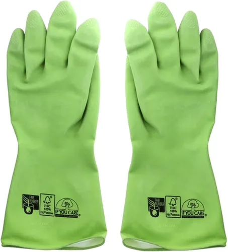 Vista 2 de If You Care Guantes para el hogar, medianos, reutilizables, 100% goma de látex natural, comercio justo y certificado FSC, resistentes al agua