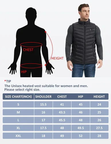 Vista 7 de Men's Heated Vest with Battery Pack, USB Electric Heating Vest Winter Lightweight Heated Jacket Vests for Men Women