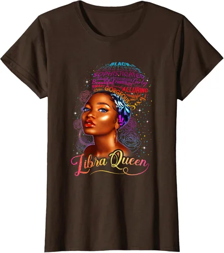 Vista 5 de Libra Black Queens Girl Magic BIrthday BLM - Camiseta linda para mujer afro, Negro, S