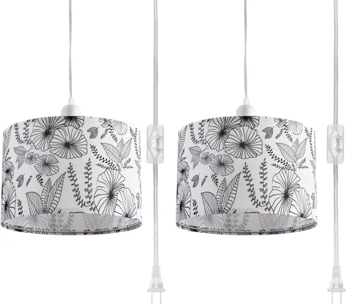 Vista 3 de Paquete de 2 lámparas colgantes enchufables, luz colgante con cable transparente de 15 pies, interruptor de encendido/apagado, pantalla de lámpara 3